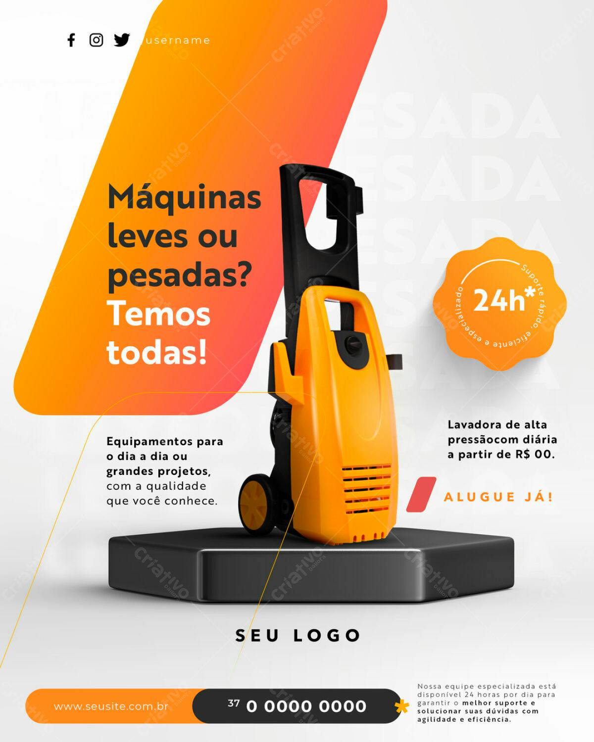 Flyer Aluguel de Máquinas PSD Editável