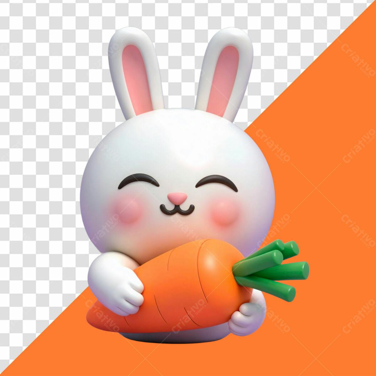 Ilustração Coelhinho com Cenoura PSD Editável