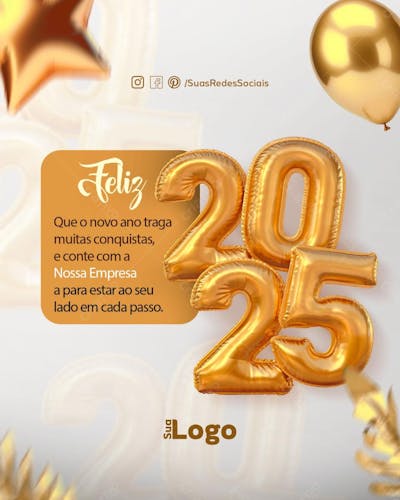 Social Media Ano Novo Feliz 2025 New Year Happy 2025