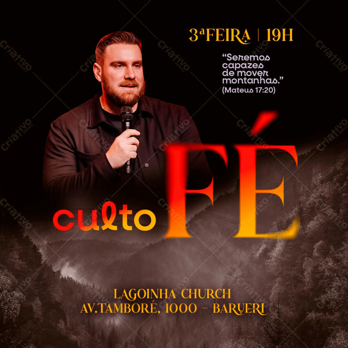 Flyer para Culto de Fé PSD Editável