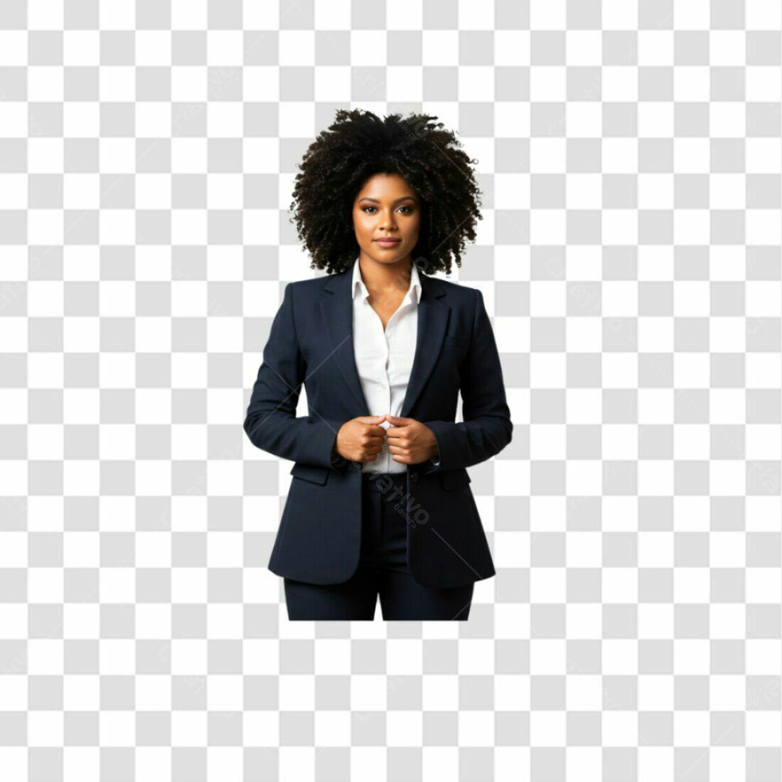 Imagem PNG de mulher negra executiva com fundo transparente