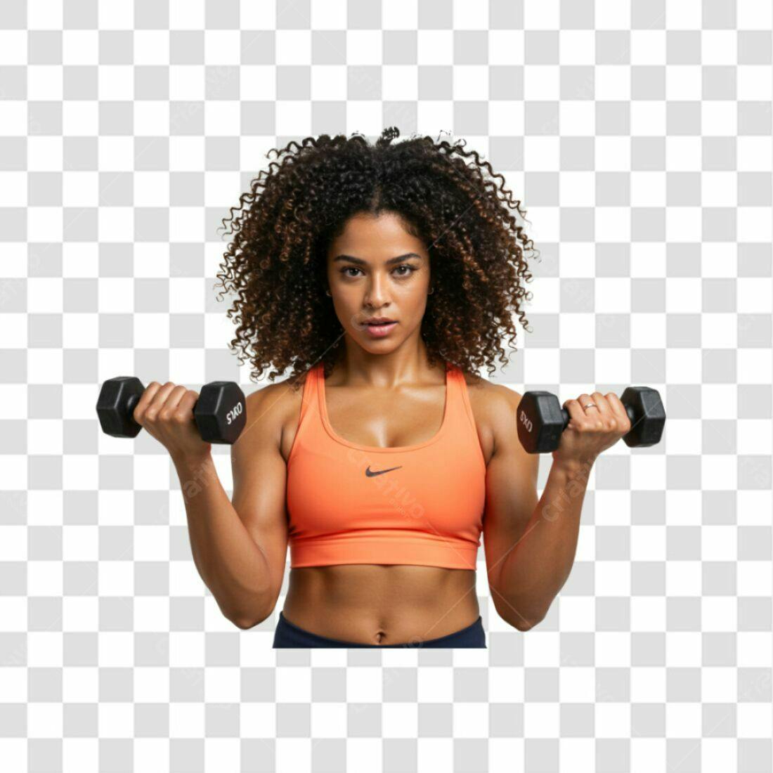Imagem PNG Fitness Mulher com Halteres fundo transparente