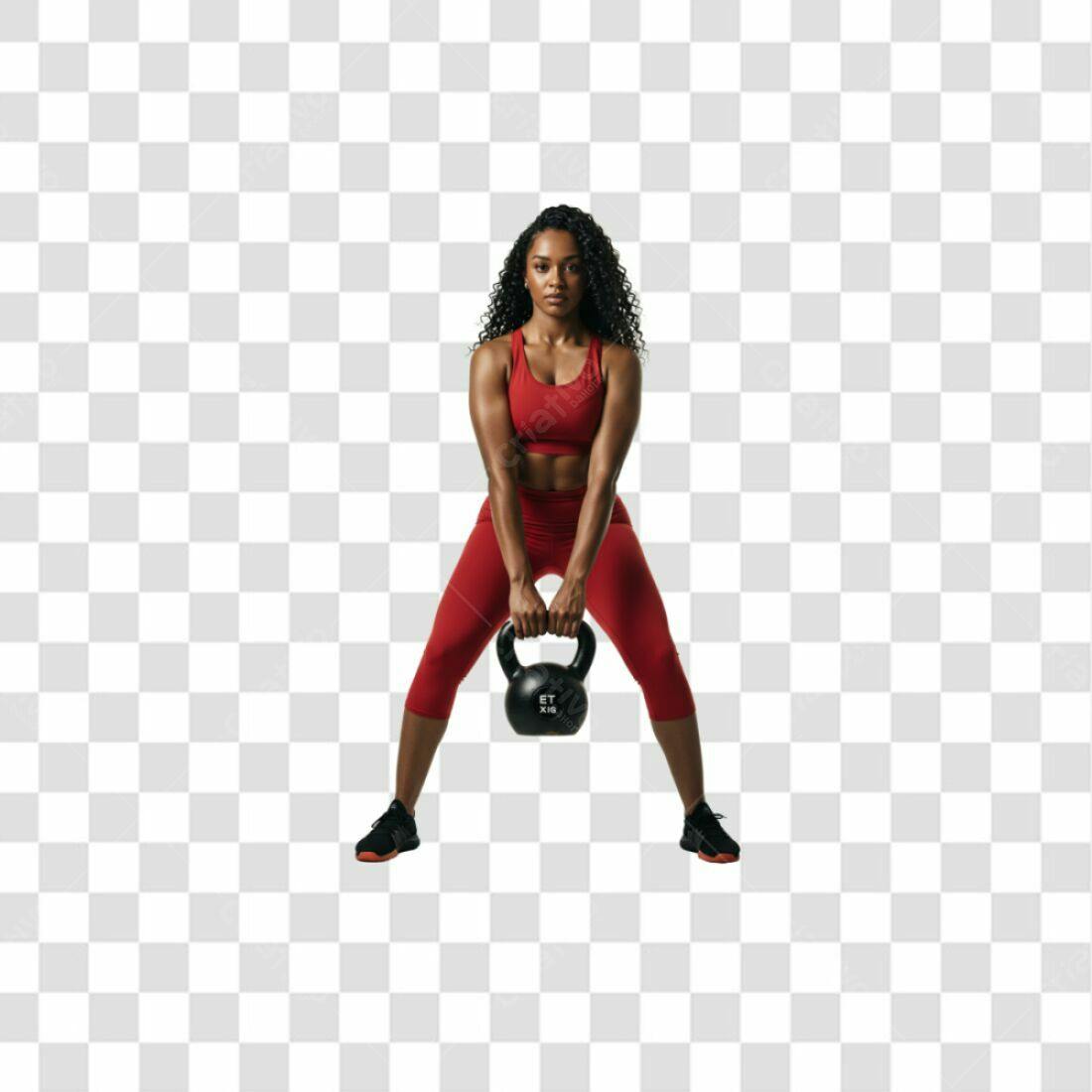 Imagem PNG com fundo transparente Mulher Fitness Kettlebell Vermelho