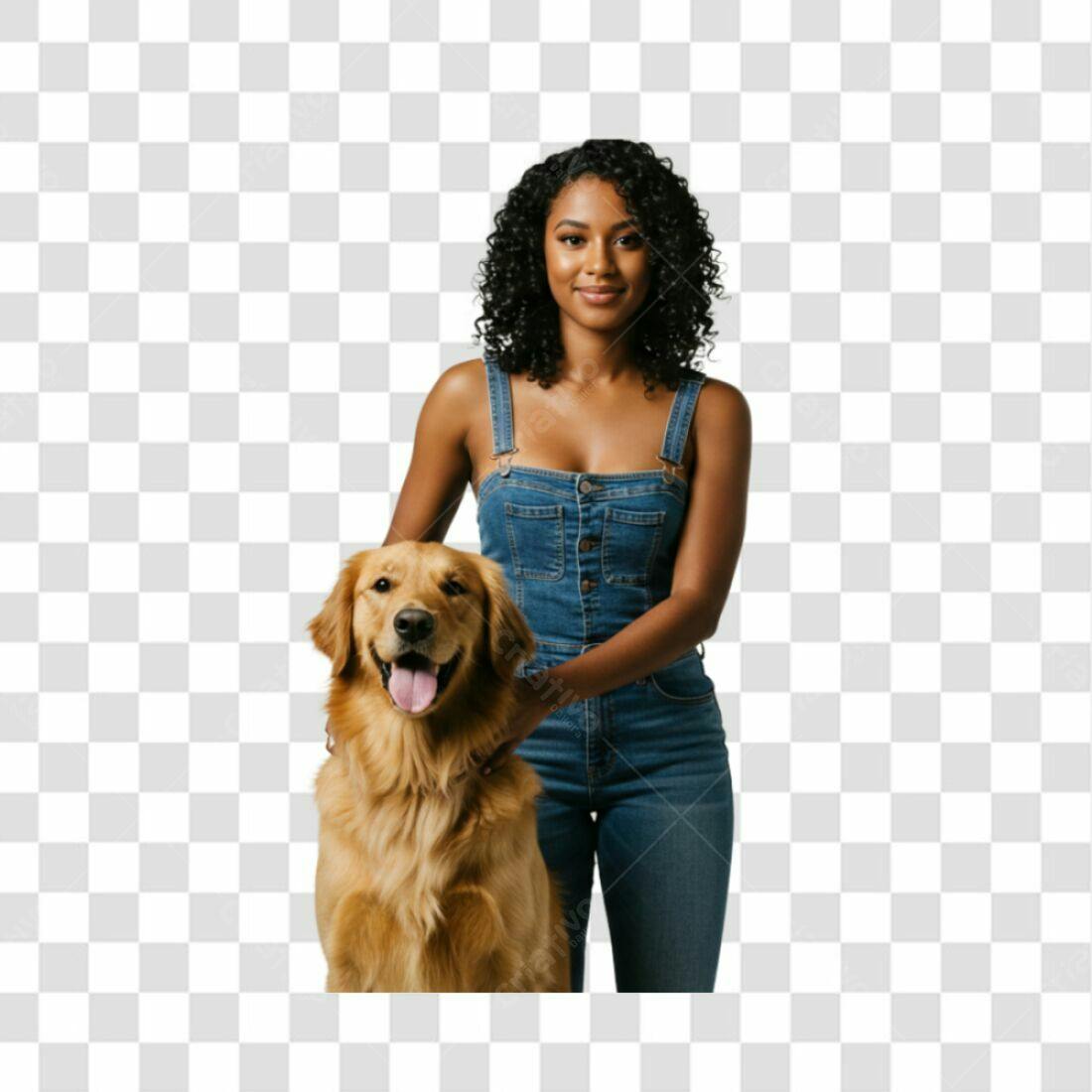 Imagem PNG com fundo transparente Mulher e cachorro Golden Retriever