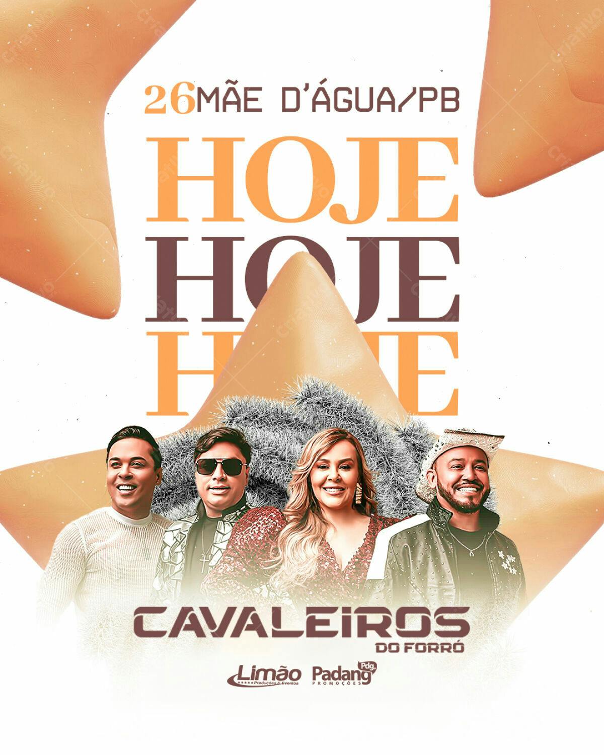 Flyer para Show Cavalheiros do Forró em Mãe d'Água PSD Editável