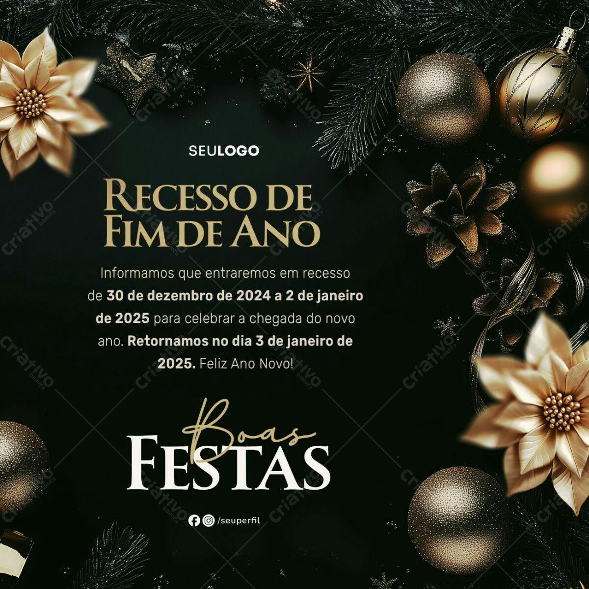Postagem Recesso Fim de Ano PSD Editável
