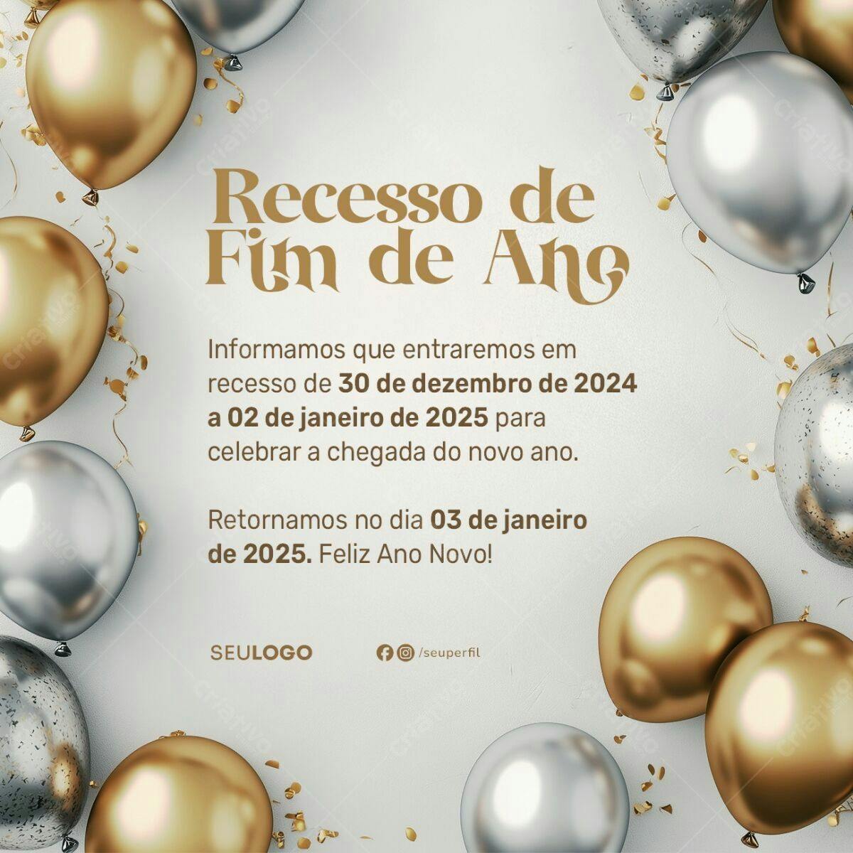 Postagem Recesso Fim de Ano PSD Editável