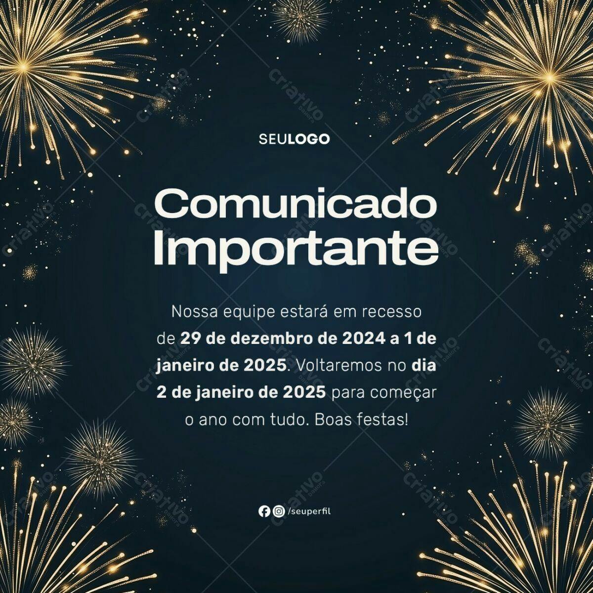 Comunicado de Fim de Ano PSD Editável