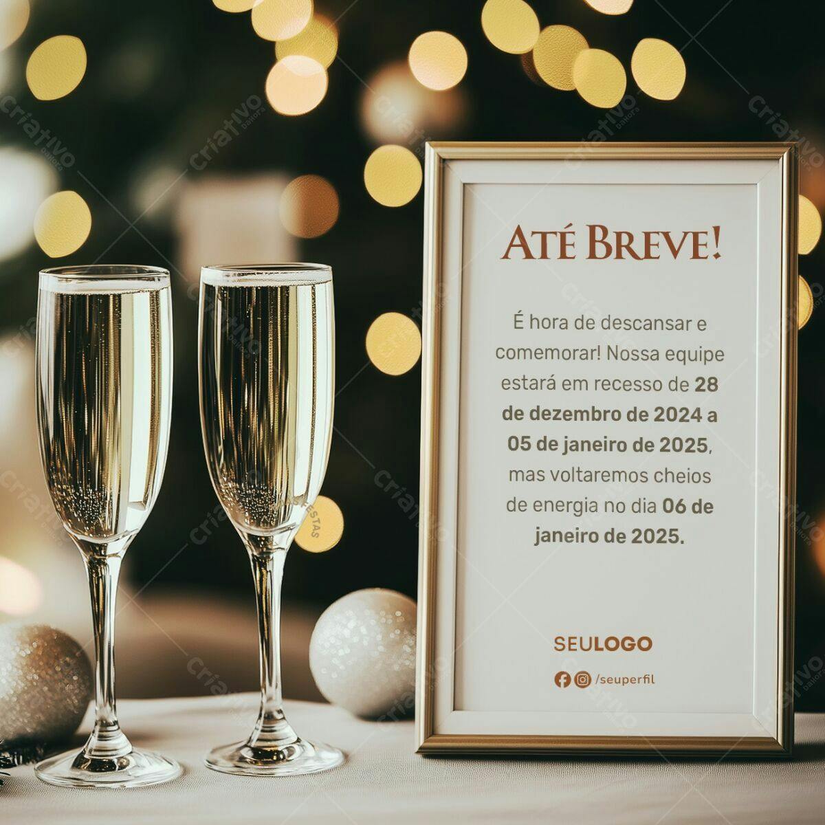 Anúncio Recesso Fim de Ano PSD Editável