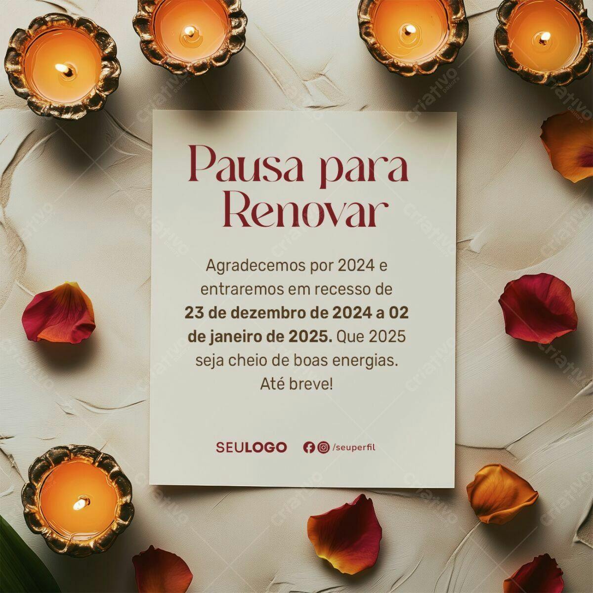 Flyer Boas Festas Recesso PSD Editável