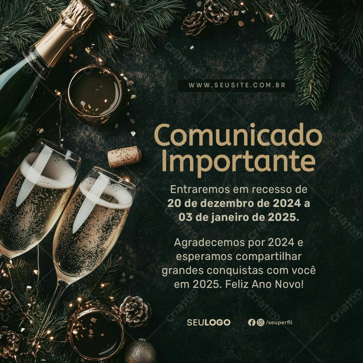 Comunicado Fim de Ano PSD Editável