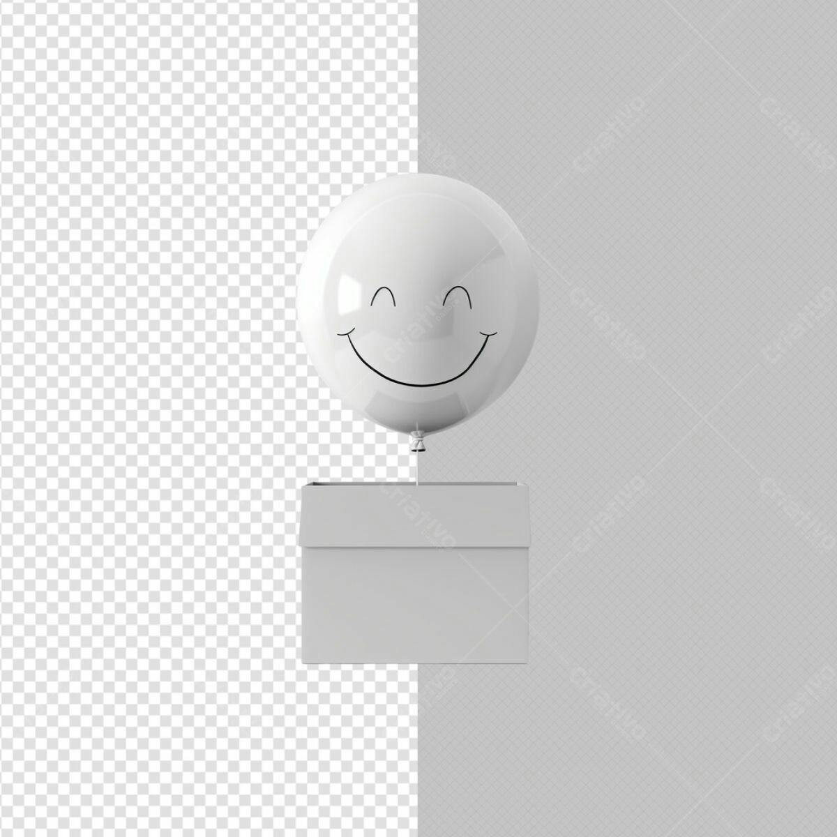Mockup Balão Sorrindo em Caixa PSD Editável