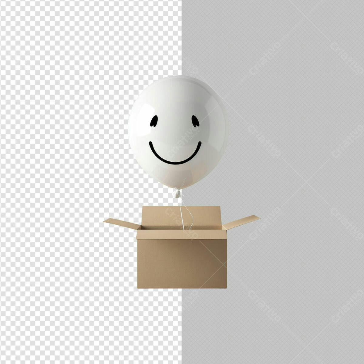 PSD Balão Sorrindo em Caixa para Design Criativo Editável