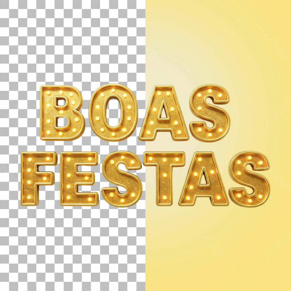 Palavra Boas Festas Neon Dourado Png Transparente