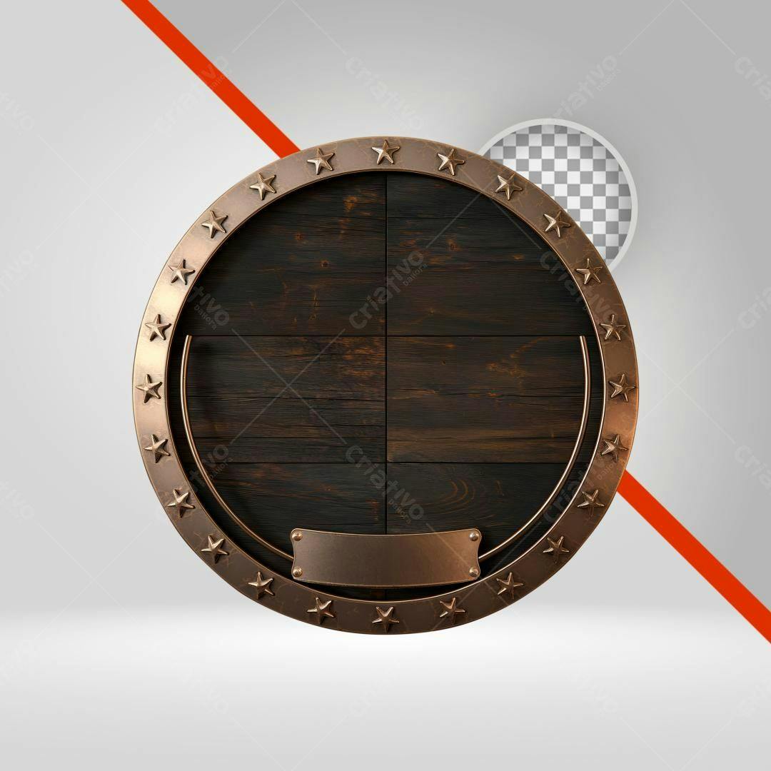 Selo estilo vintage madeira e bronze PNG com fundo transparente