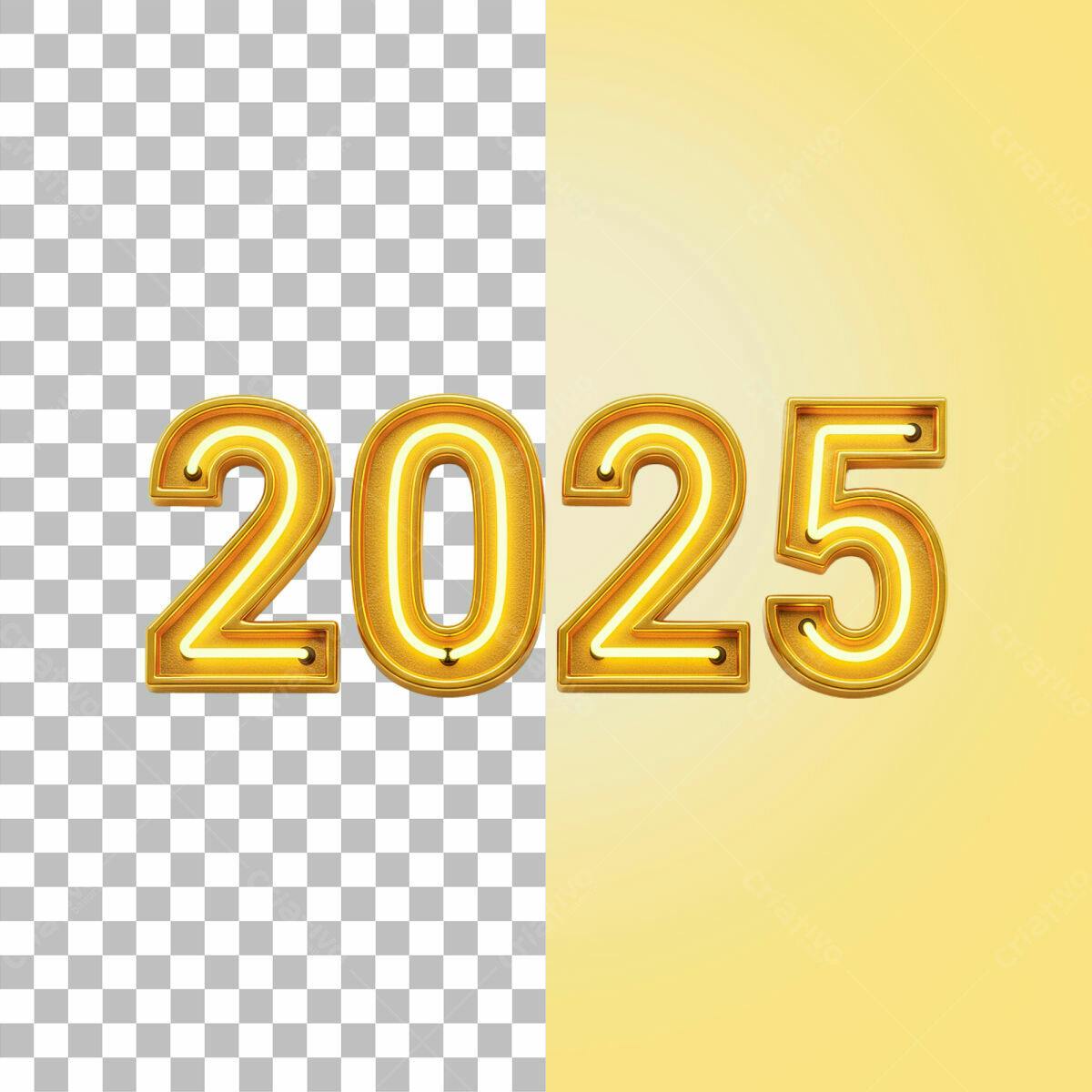 Números 2025 para Ano Novo PSD Editável