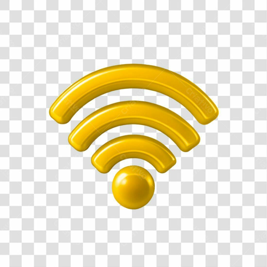 Ícone Wifi Dourado PNG com fundo transparente
