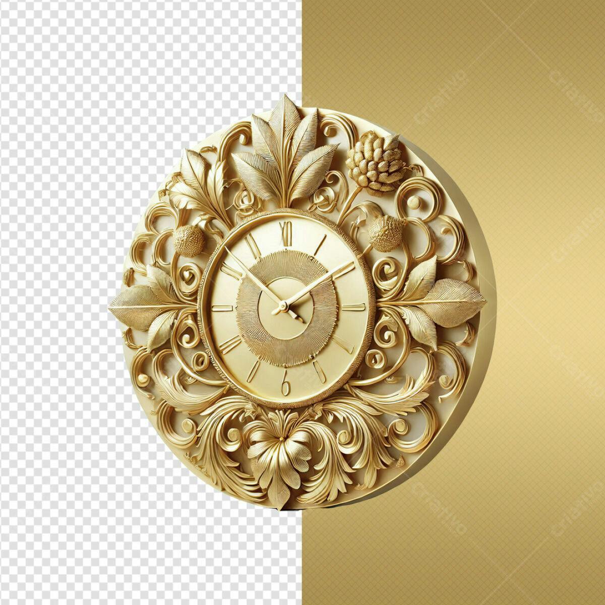 Relógio Dourado Luxuoso PSD Editável