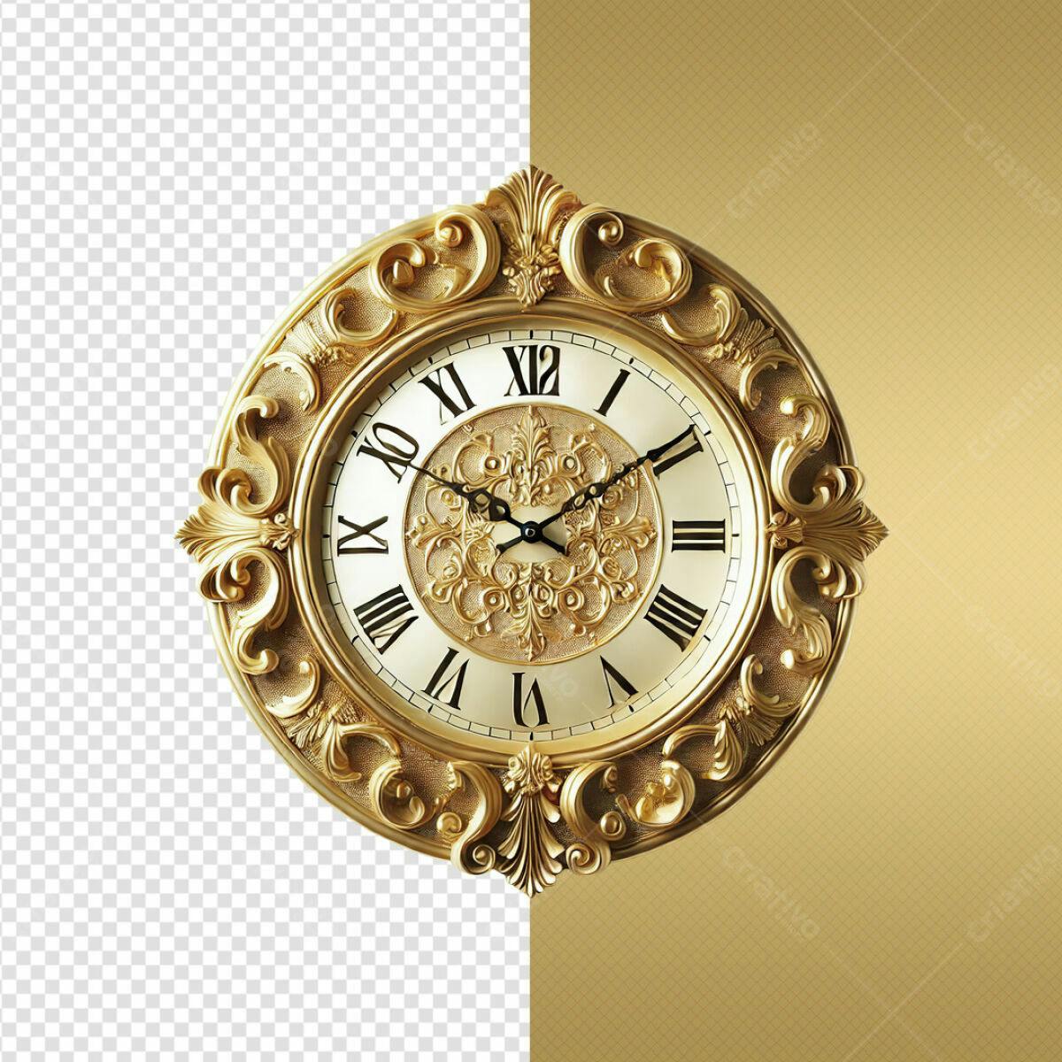 Relógio Dourado Luxuoso PSD Editável
