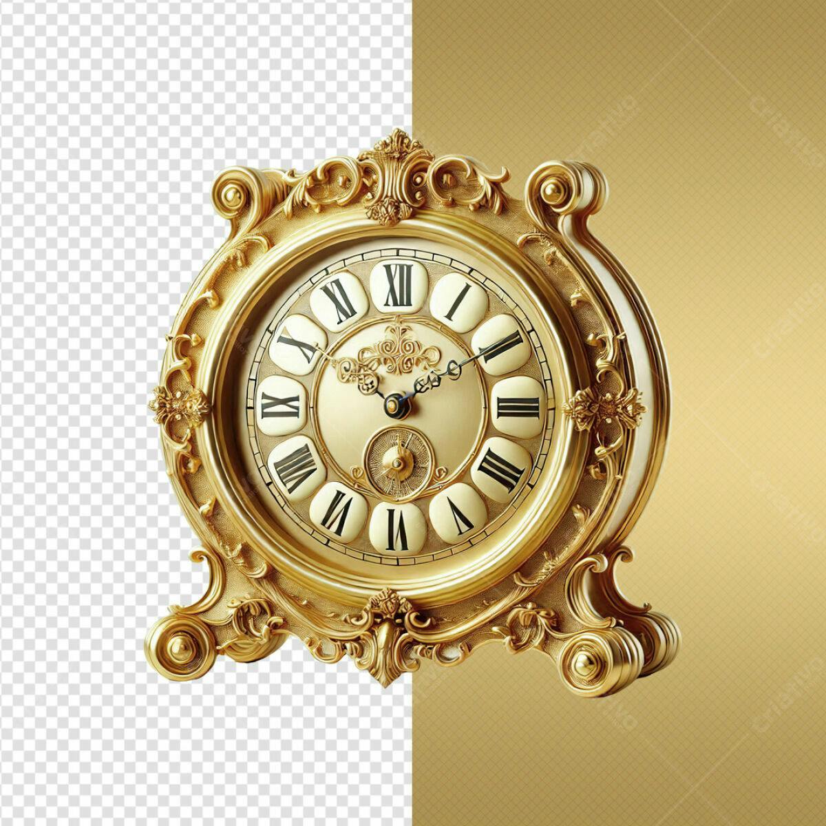 Relógio Dourado Luxuoso PSD Editável