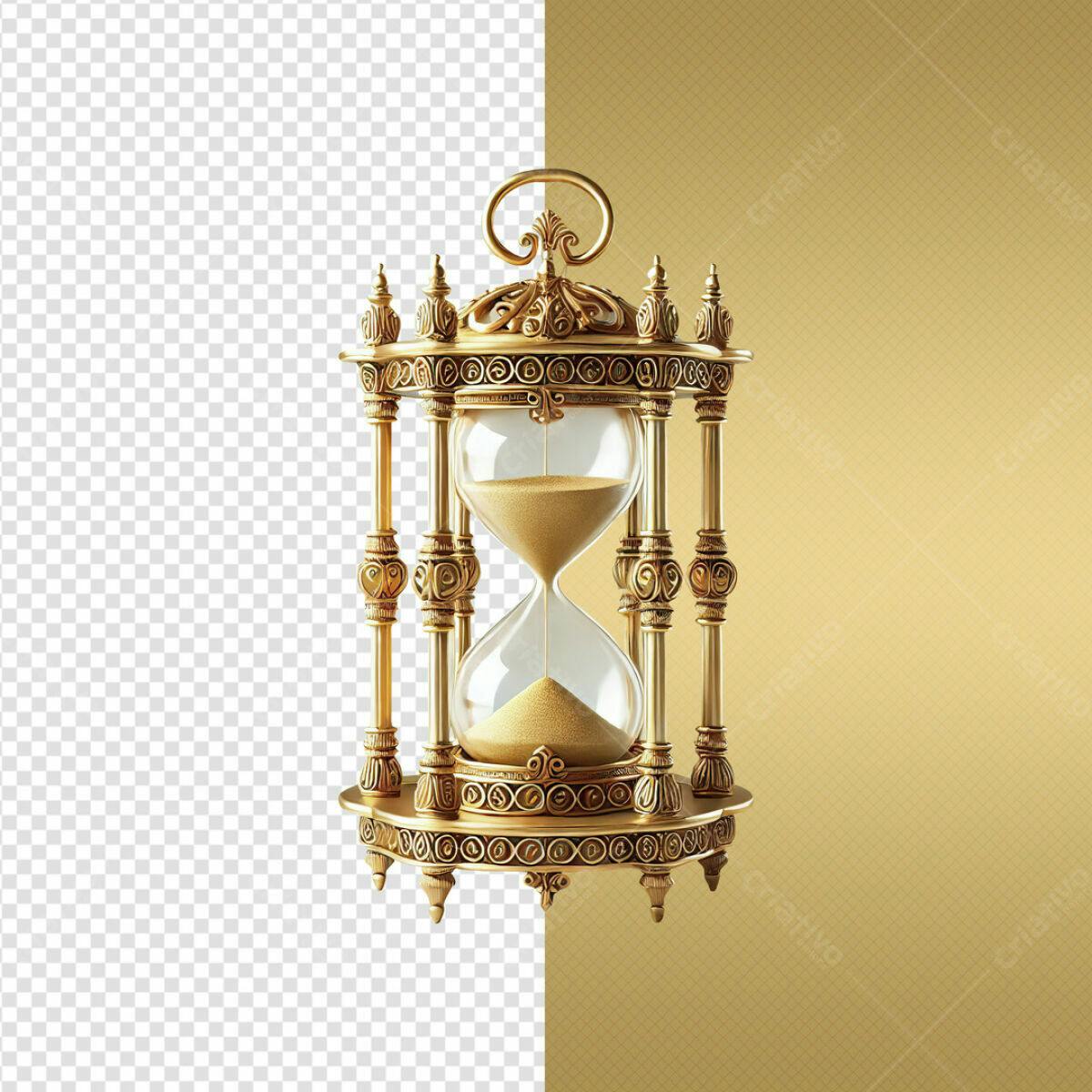 Ampulheta Dourada para Design de Luxo PSD Editável