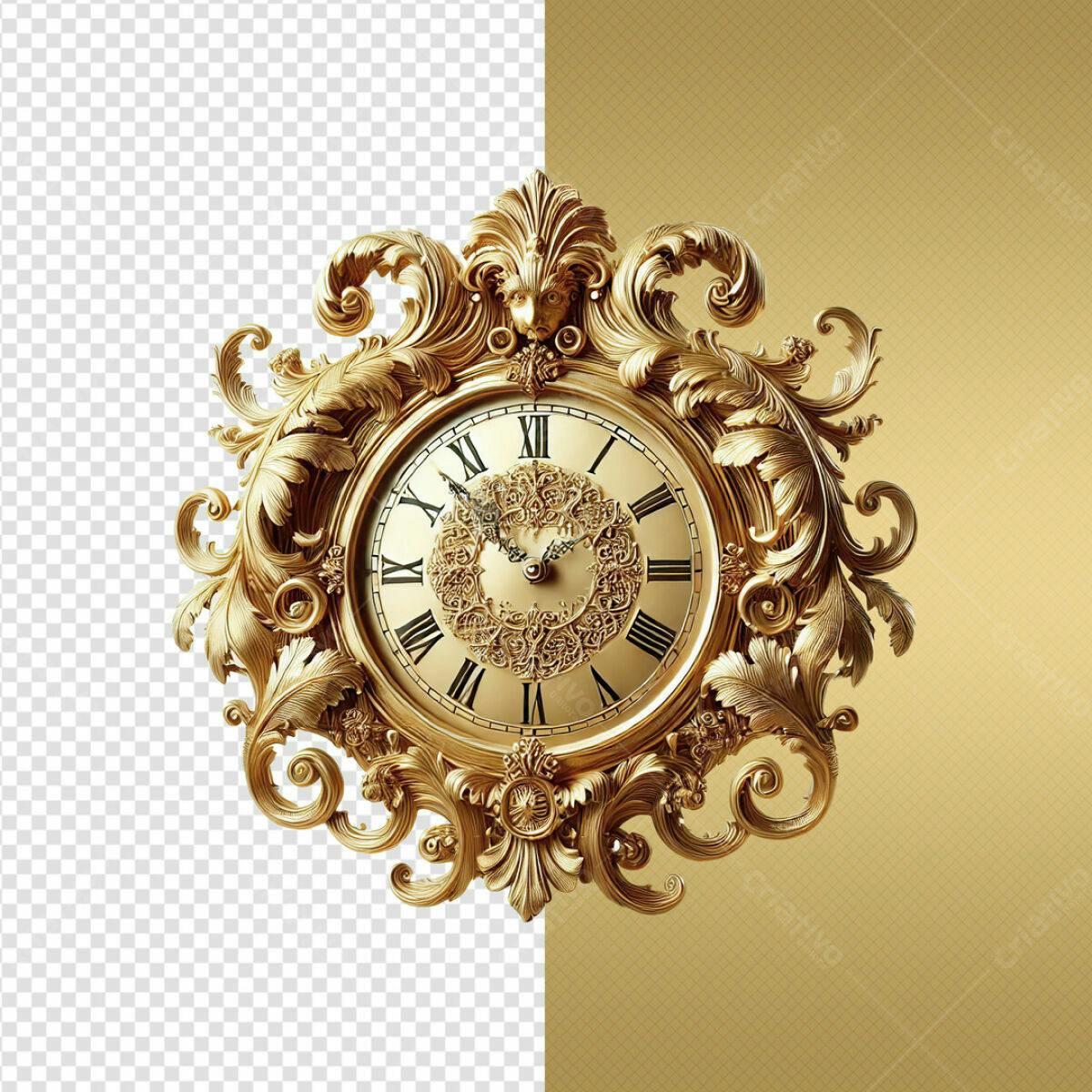 Relógio Dourado Luxuoso PSD Editável