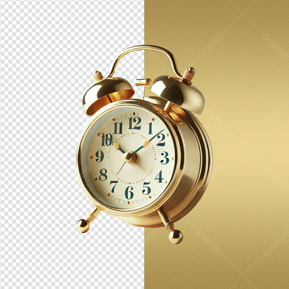 Relógio Despertador Dourado PSD Editável