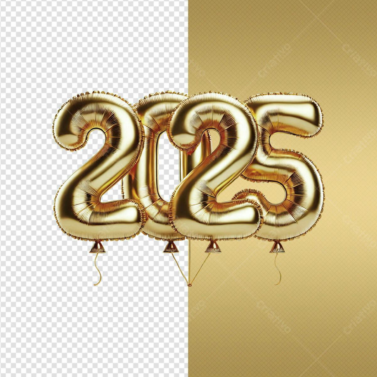 Balões Ano Novo 2025 PSD Editável