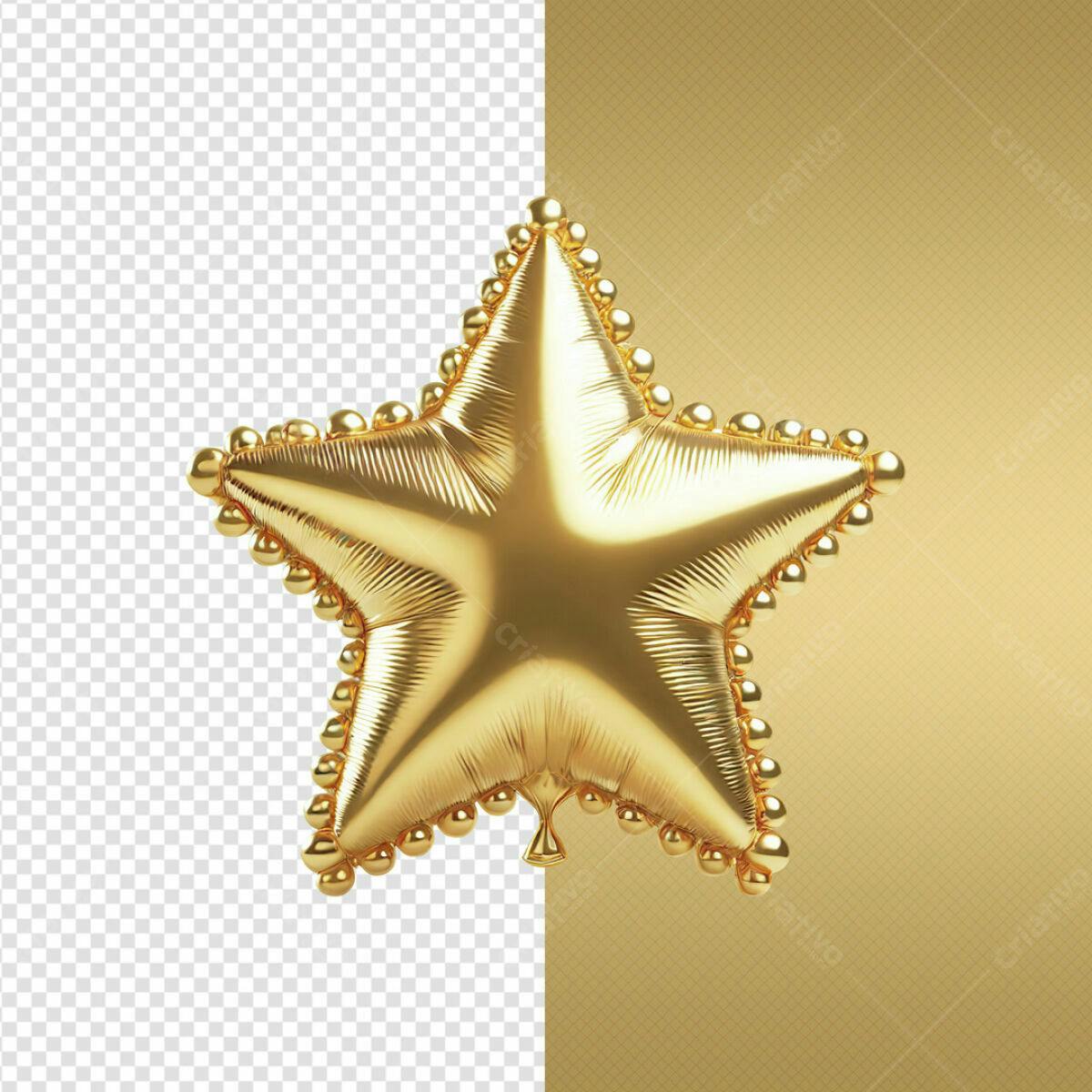 Balão Estrelado Dourado PSD Editável