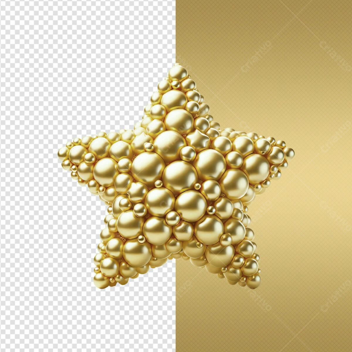 Estrela Dourada de Bolinhas PSD Editável