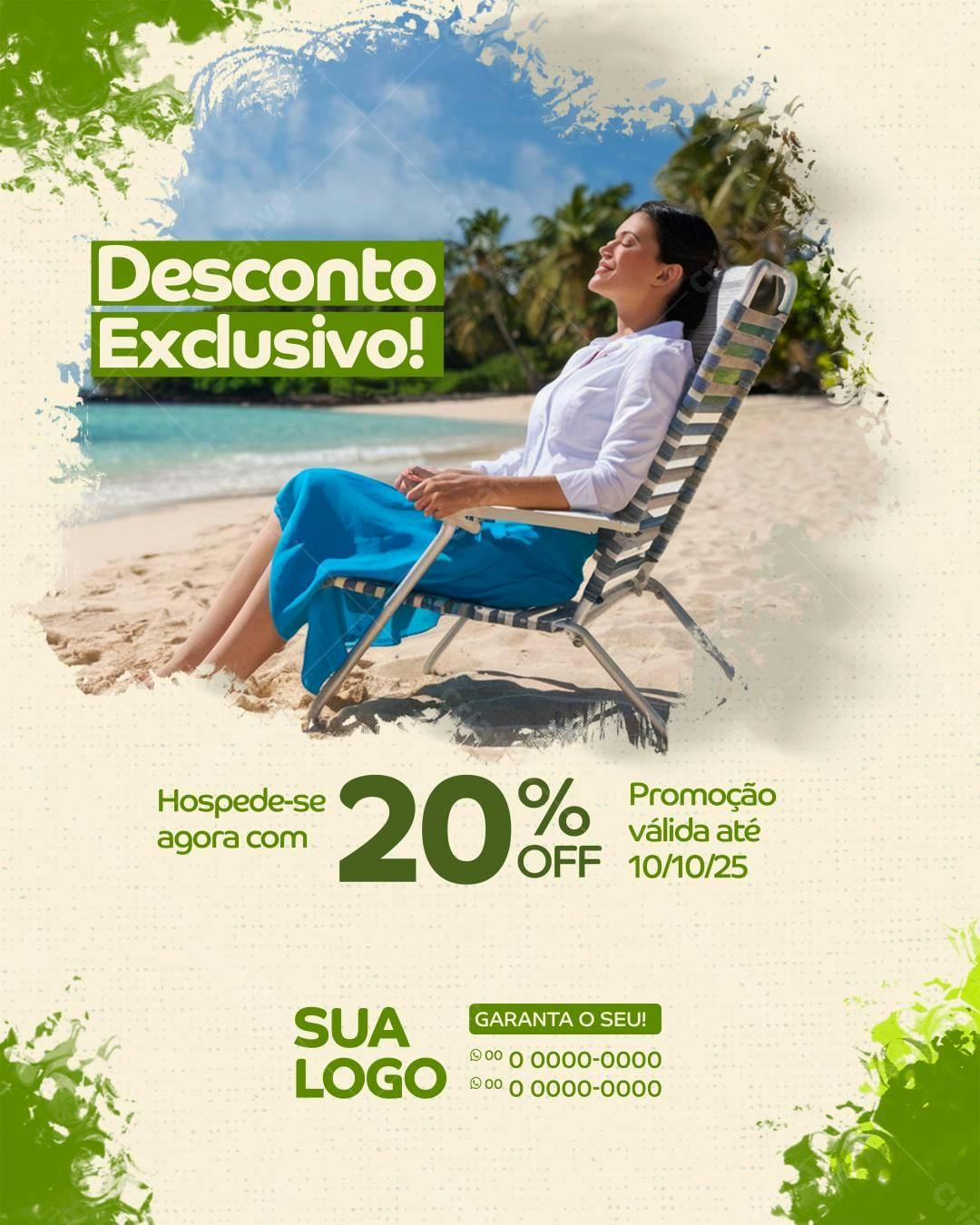 Flyer Desconto Exclusivo Praia PSD Editável