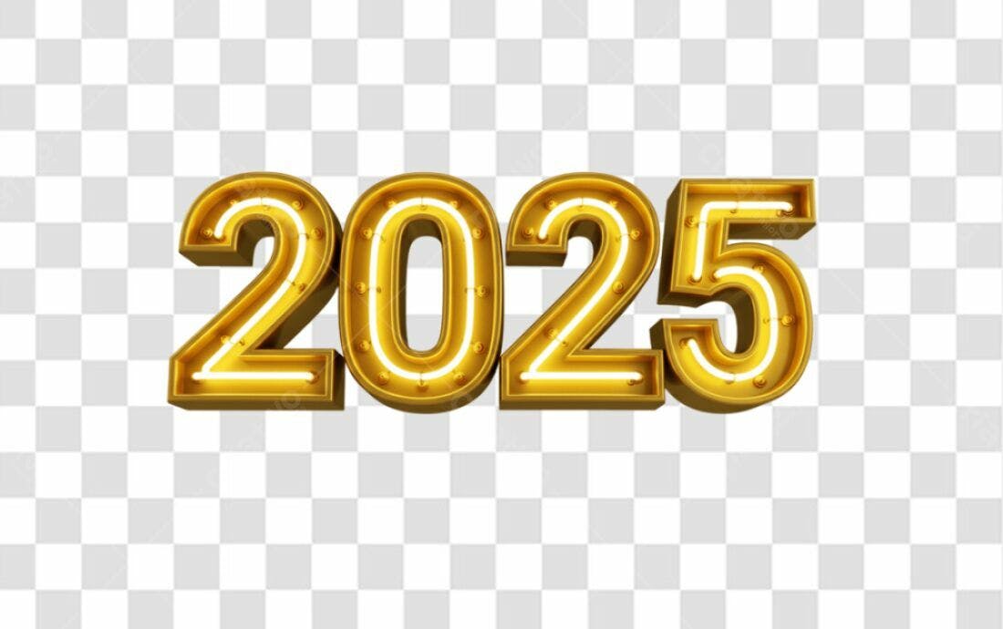 Icone Ano Novo 2025 PNG com fundo transparente