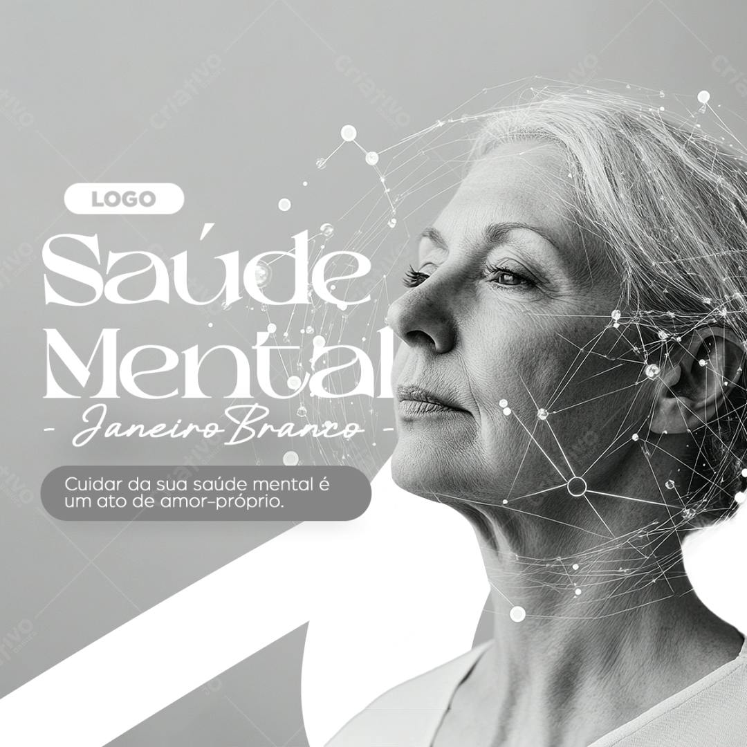 Post para Janeiro Branco Saúde Mental PSD Editável