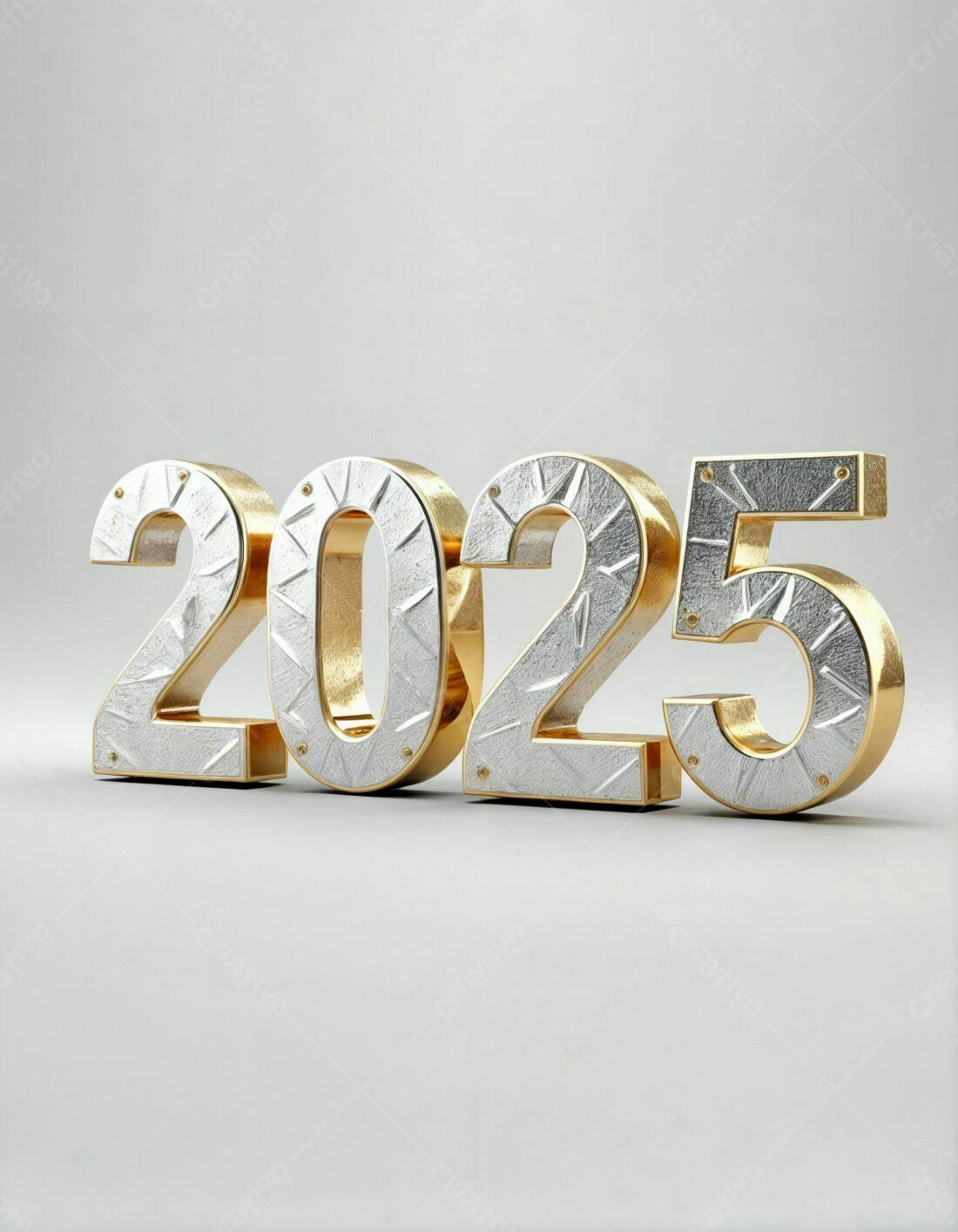 Ano Novo 2025 dourado e prateado