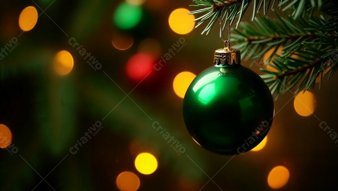 Enfeite verde na árvore de Natal