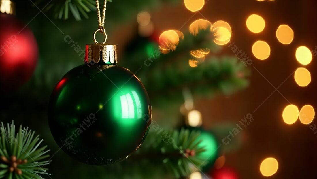 Enfeite Verde Árvore Natal Luzes