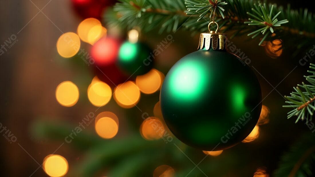 Enfeite de Natal verde em árvore