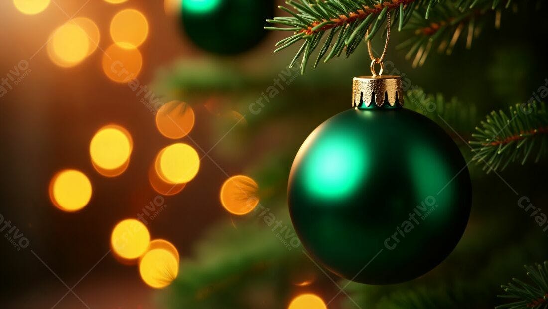 Enfeite Verde Árvore Natal Luzes Amarelas