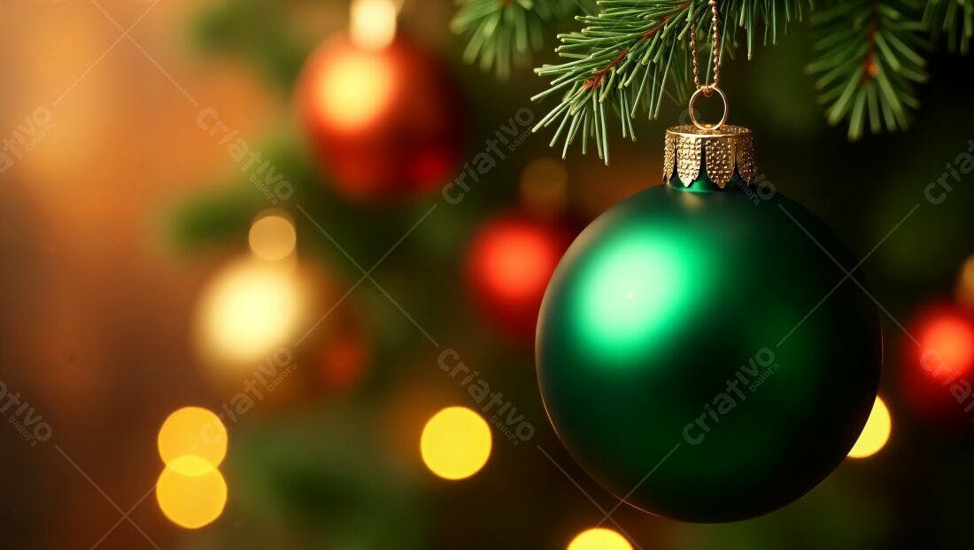 Enfeite verde na árvore de Natal