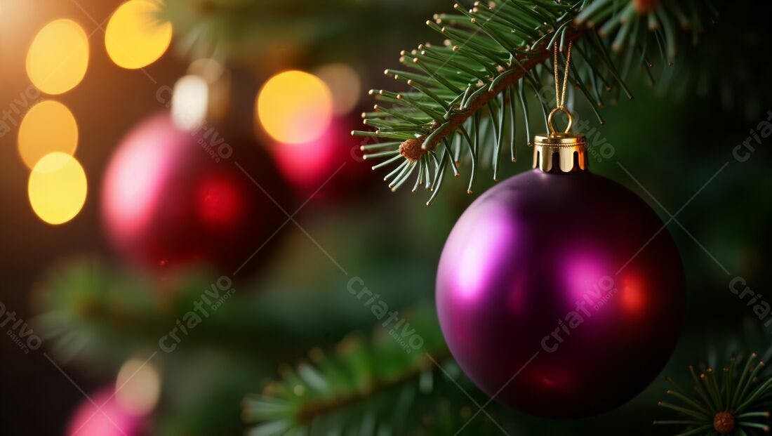 Enfeite roxo em árvore de Natal