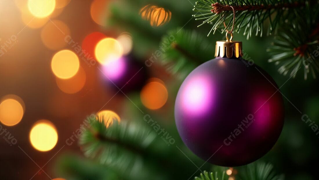 Enfeite roxo na árvore de Natal