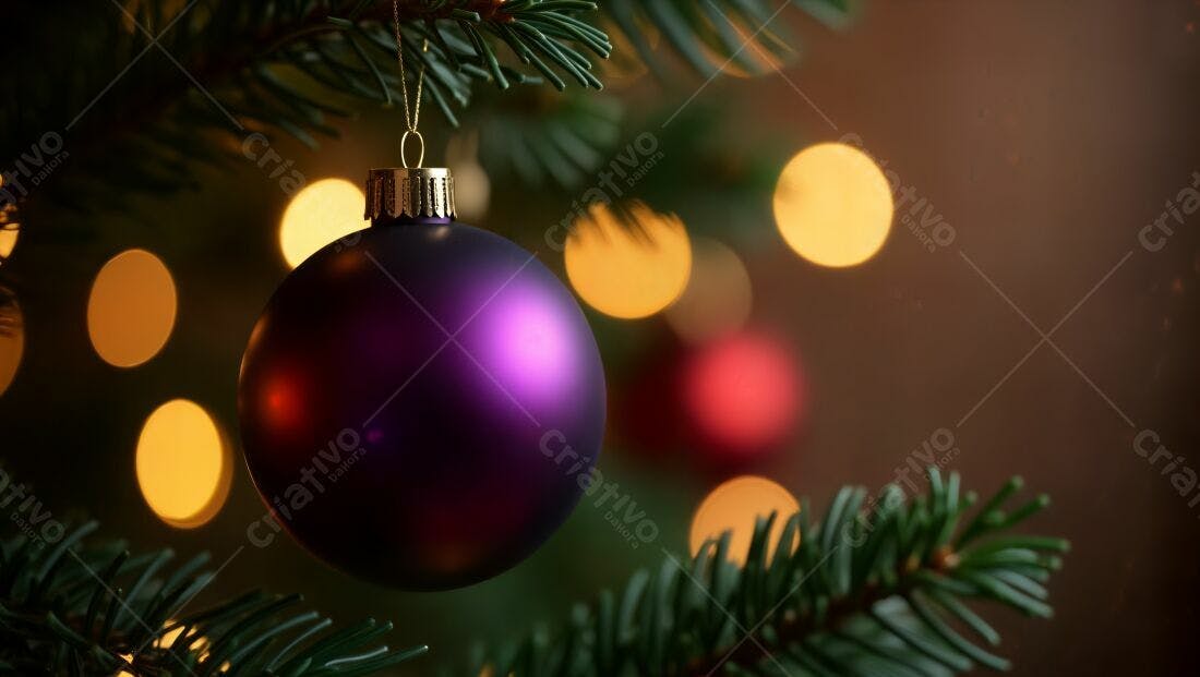 Enfeite roxo na árvore de Natal