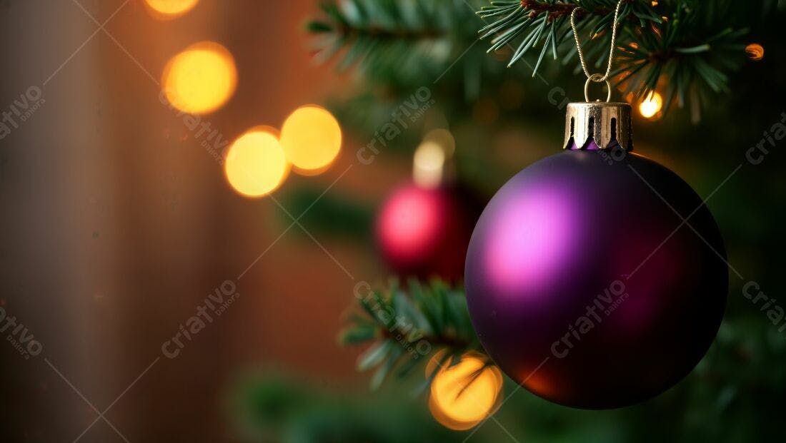 Enfeite roxo na árvore de Natal