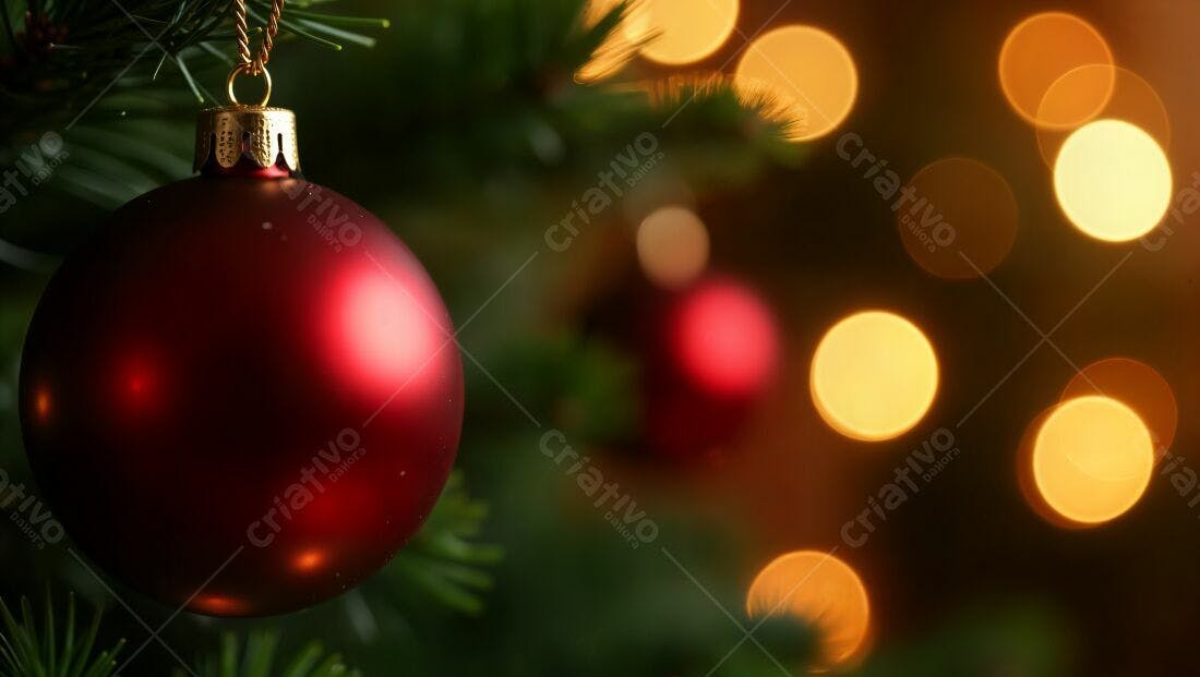 Enfeite vermelho na árvore de Natal