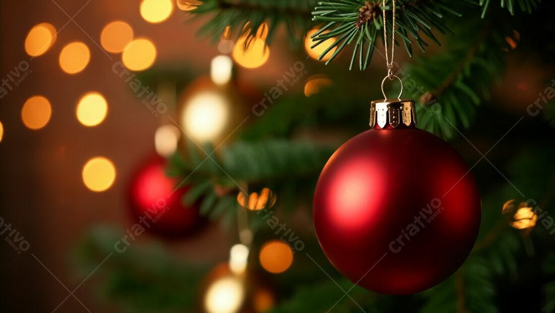 Enfeite vermelho na árvore de Natal