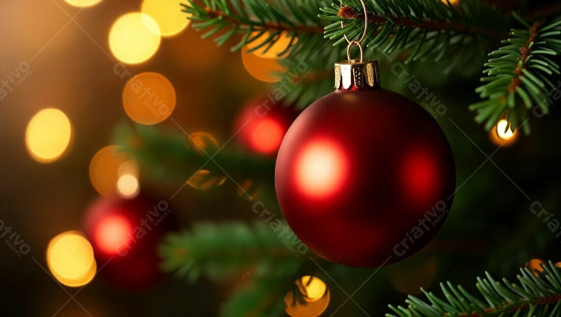 Enfeite vermelho na árvore de Natal