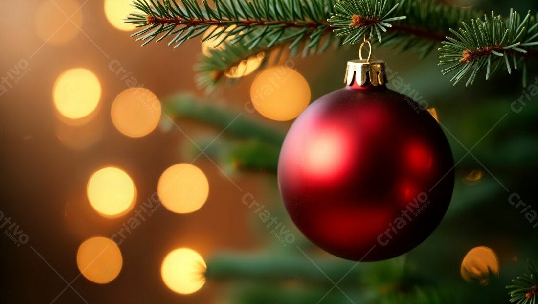 Enfeite vermelho em árvore de Natal