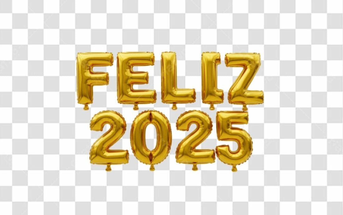 Balões Feliz 2025 PNG com fundo transparente