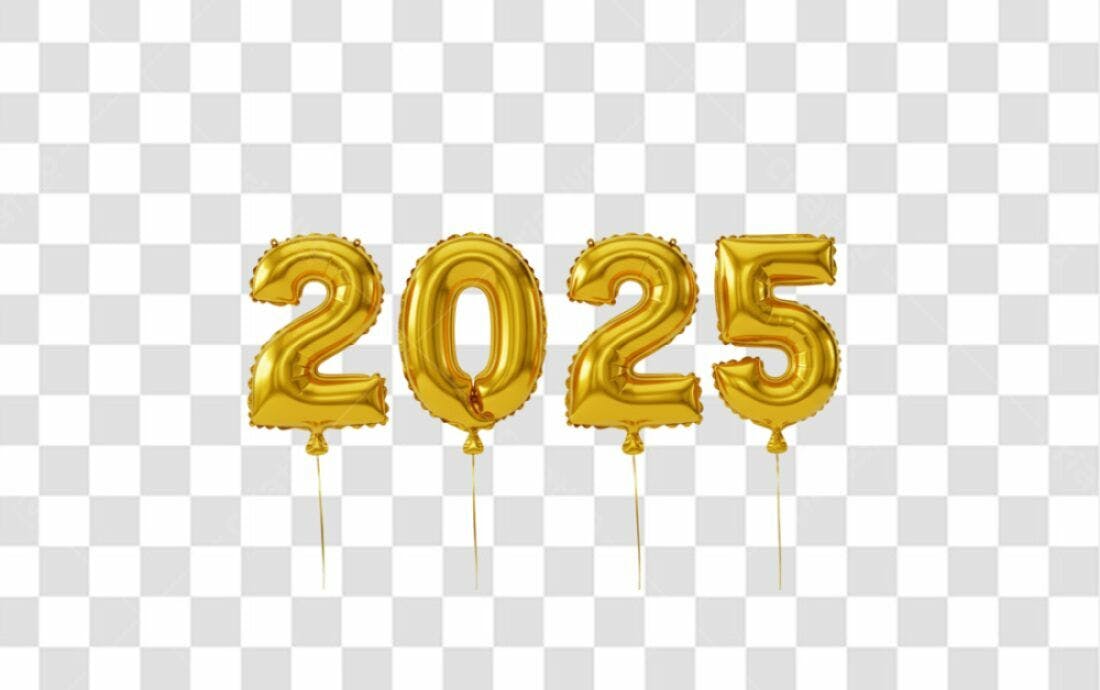 Icone Ano Novo 2025 PNG com fundo transparente