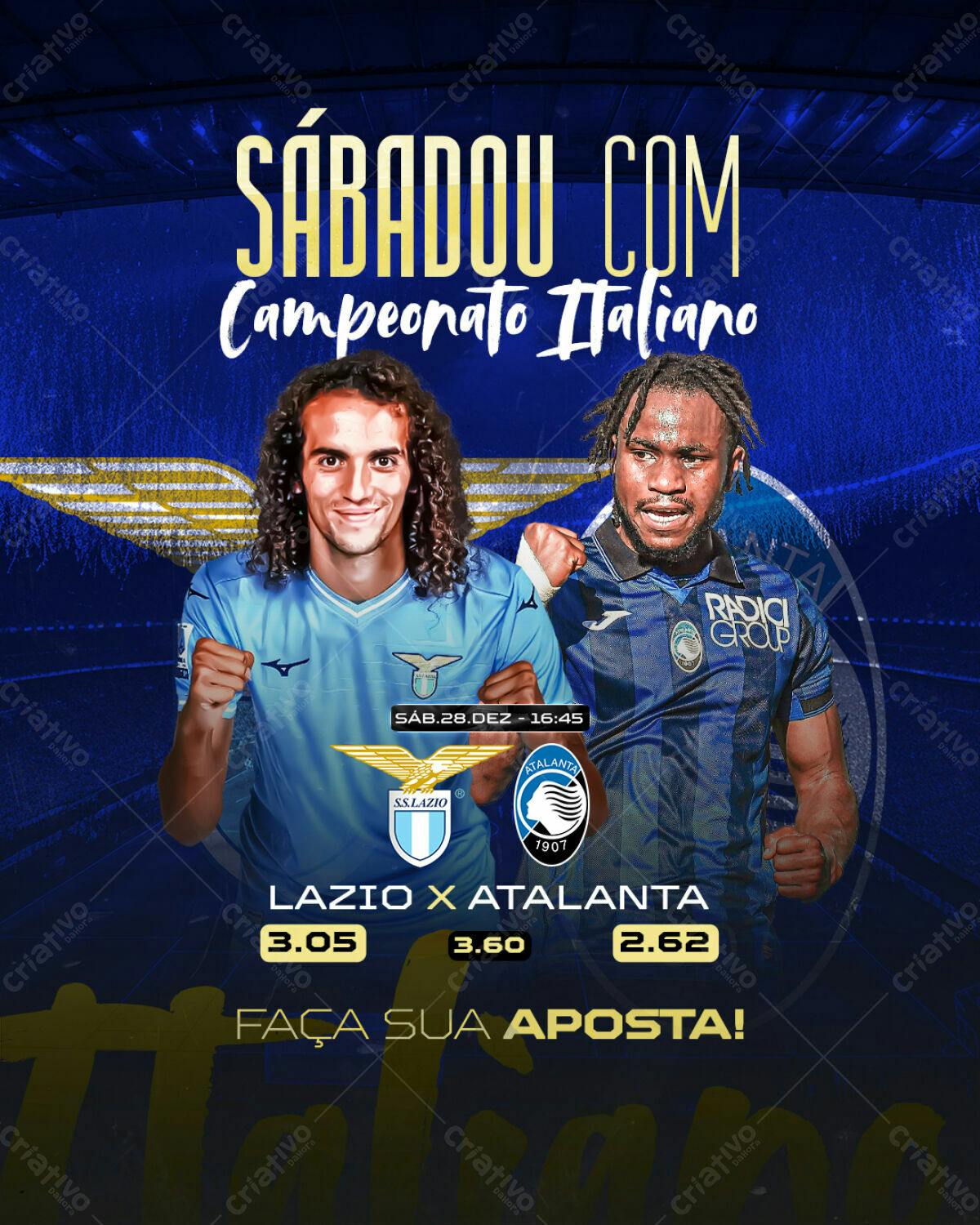 Flyer Campeonato Italiano Lazio x Atalanta PSD Editável